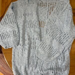 BUCKETLIST Light Blue/Gray Open-Knit Cardigan